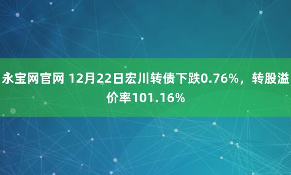 永宝网官网 12月22日宏川转债下跌0.76%，转股溢价率101.16%